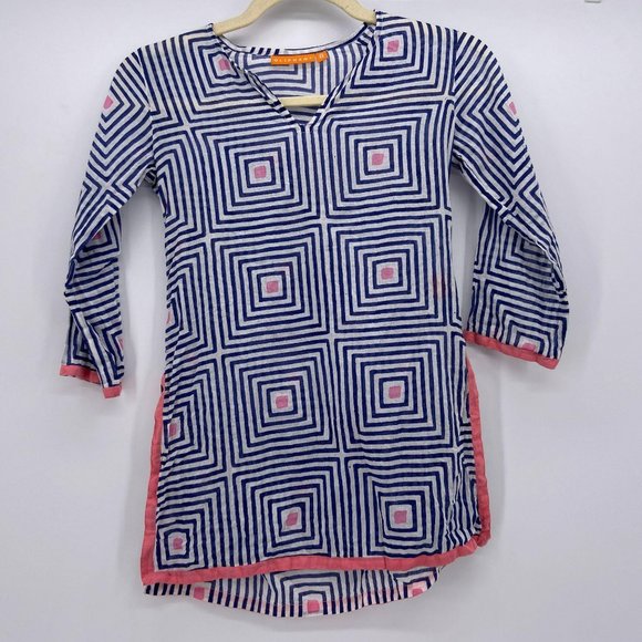 Oliphant Other - Oliphant Blue White Pink Tunic Top Girls Youth 8